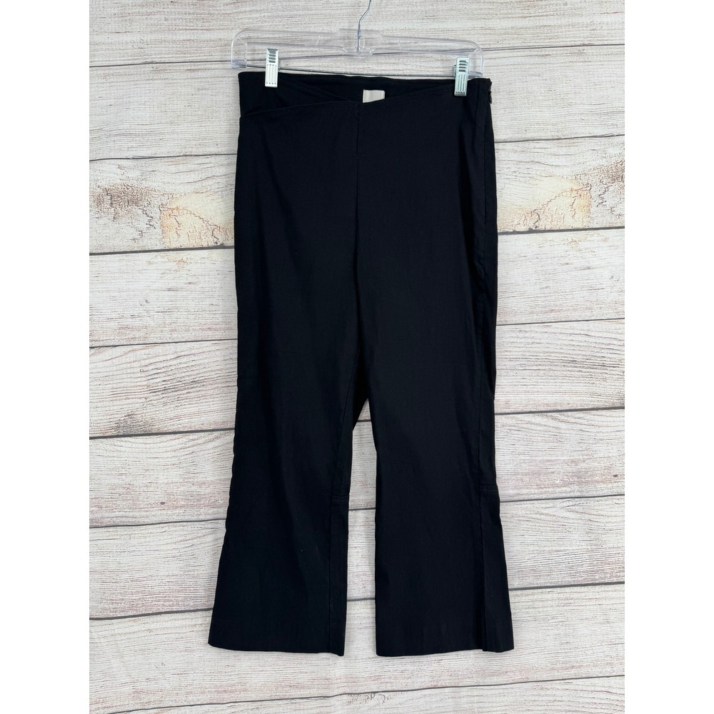 Maeve Pants Women 8 Black Cropped Flare Linen Blend Side Zip OB1948107